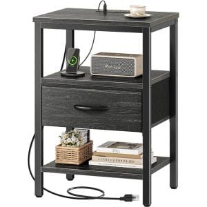 SUPERJARE Nightstand with Charging Station