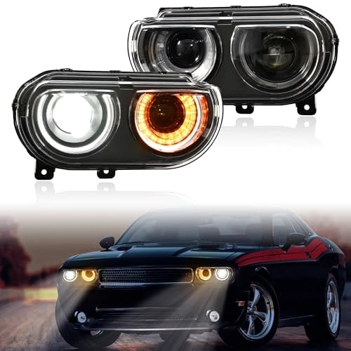KEWISAUTO LED Headlight for Dodge Challenger, Full LED White High Low Beam with ...
