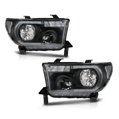 G-PLUS LED DRL Headlights for Toyota Tundra and Sequoia. Clear lens with black h...