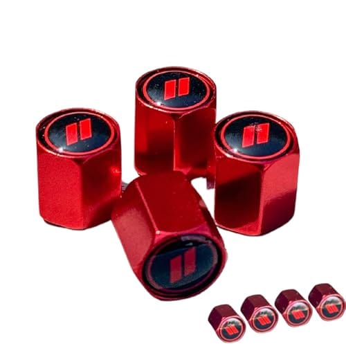 TACTILIAN Red Aluminum Tire Valve Stem Caps for Dodge - 4 Pack. Leakproof Design...