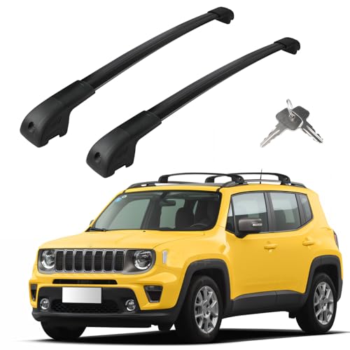 Roof Rack Cross Bars Compatible With Jeep Renegade 2015-2024 Adjustable Alumi...