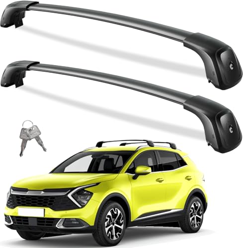 Lockable Roof Rack Cross Bars 260lbs Compatible With 2023 2024 2025 Kia Sport...