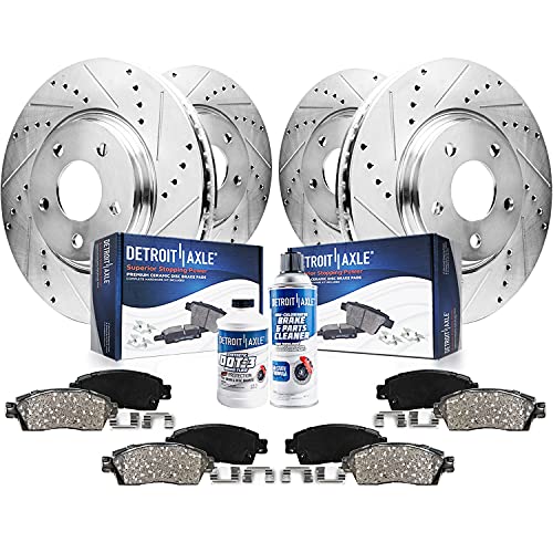 Detroit Axle - Brake Kit For 08-14 Cadillac Cts Drilled  Slotted Brake Rotors...