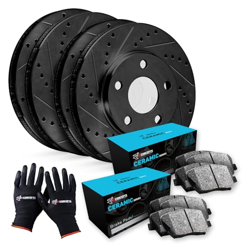 R1 Concepts Front And Rear Brakes And Rotors Front And Rear Ceramic Brake Pad...