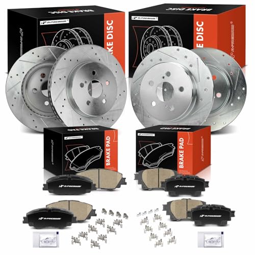 A-premium Front And Rear Drilled And Slotted Disc Brake Rotors  Ceramic Pads ...