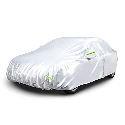 Amazon Basics Silver Weatherproof Car Cover - 150d Oxford Sedans Up To 200
