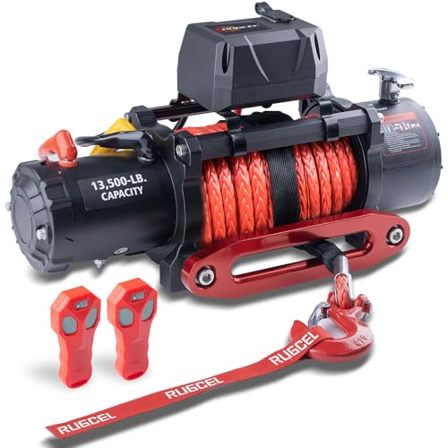 Rugcel Winch 13500lb Waterproof Electric Truck Winch 12v Synthetic Rope Jeep ...