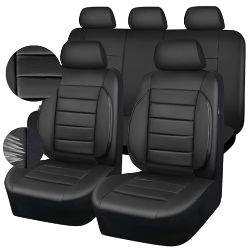 Car Pass Leather Seat Covers Full Set Universal Water Resistant 3d Foam Back ...