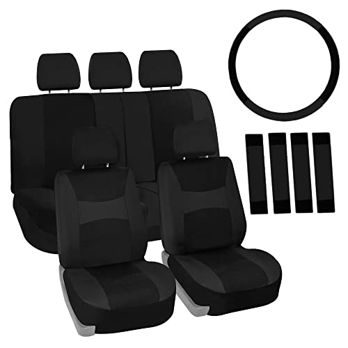 Fh Group Full Set Cloth Car Seat Covers Universal Fit Front And Split Bench R...