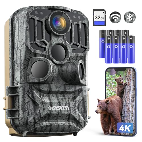 Deatti Trail Camera 48mp 4k Game Camera With 8 Batteries 32g Sd Cardwifi Blue...