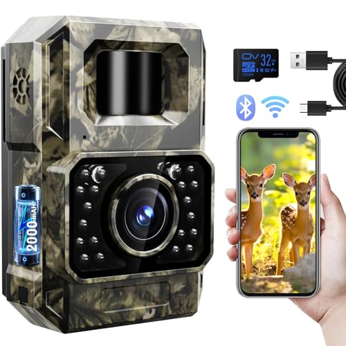 Maxdone Trail Camera Bluetooth Game Camera 2000mah Built-in Battery Rechargea...