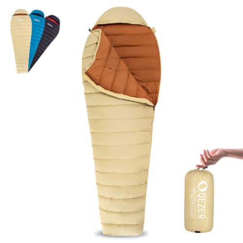 Qezer Ultralight Down Sleeping Bag For Adults 44-62 Degree F With 600 Fill Po...