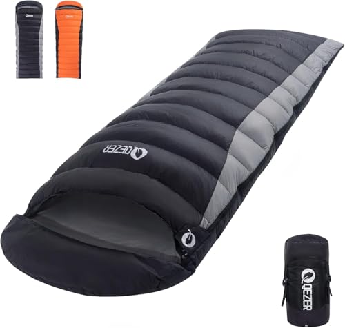 Qezer Down Sleeping Bag For Adults 600 Fill Power Cold Weather Ultralight Sle...