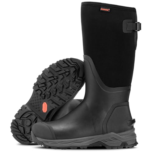 Showave Mens Rubber Hunting Boots Waterproof Rain Boots Insulated Neoprene Mu...