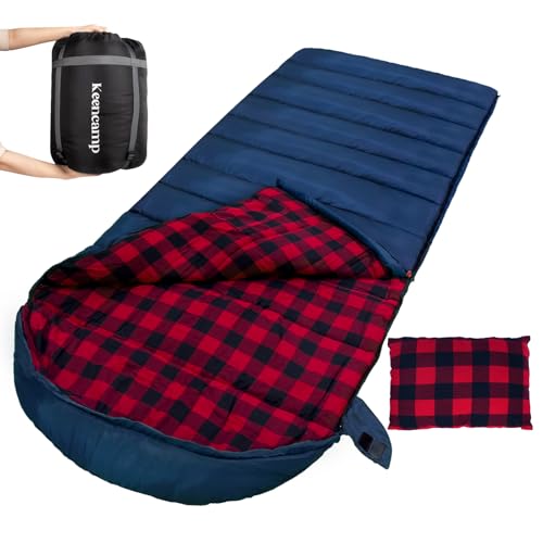 Keencamp 0 Degree Sleeping Bag Cotton Flannel Winter Cold Weather For Adults ...