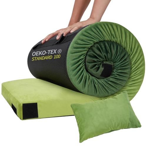 Memory Foam Camping Pad Waterproof Sleeping Pad For Adults Roll Up Floor Matt...