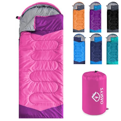 Oaskys Camping Sleeping Bag - 3 Season Warm  Cool Weather - Summer Spring Fal...