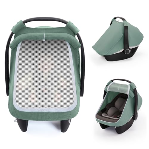 Blissful Diary Baby Car Seat Cover Extra Large Mesh Window Breathable Muslin ...