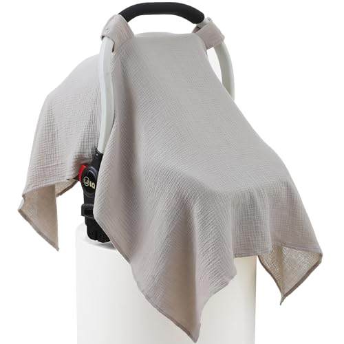 100 Muslin Cotton Car Seat Cover Baby Carseat Canopy Cover Universal Fit Stro...