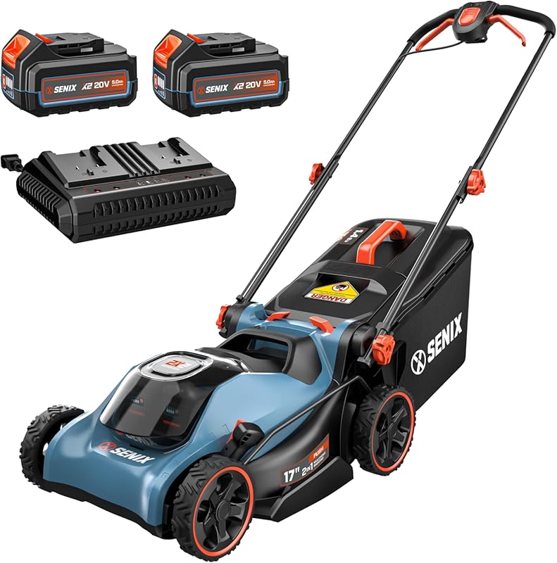 SENIX 40V 17-inch Cordless Lawn Mower with Brushless Motor and 6 Heigh