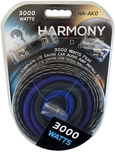 Harmony Audio HA-AK0 Car Stereo Complete 1/0 Gauge 3000W Amp Amplifier