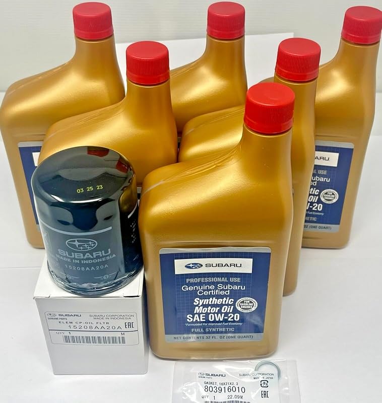 Subaru Oil Change Kit with 0W-20 Synthetic Oil, Filter, and Gasket – 6