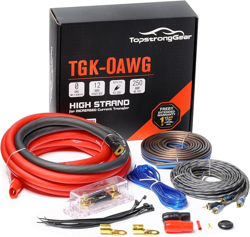 TOPSTRONGGEAR 0 Gauge Amp Kit True 0 AWG Amplifier Installation Wiring