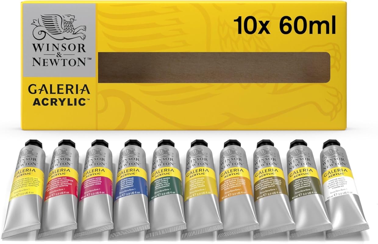Winsor & Newton Galeria Acrylic Paint Set: 10 x 60ml Tubes for Artists
