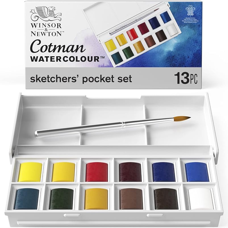 Winsor & Newton Cotman Sketchers' Pocket Watercolor Set with 12 Half P