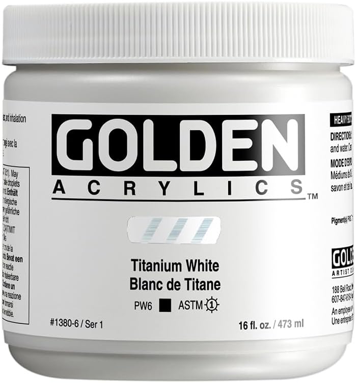Golden Heavy Body Acrylic Paint in Titanium White, 16 fl. oz. Jar