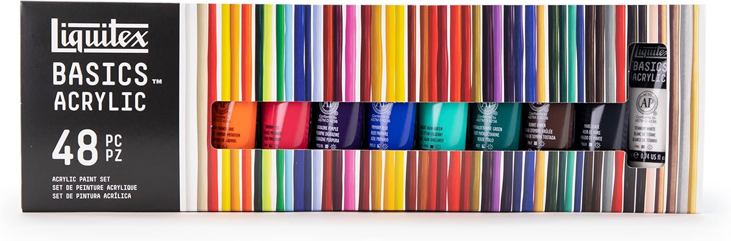 Liquitex BASICS Acrylic Paint Set: 48 x 22ml Tubes for Professional Ar
