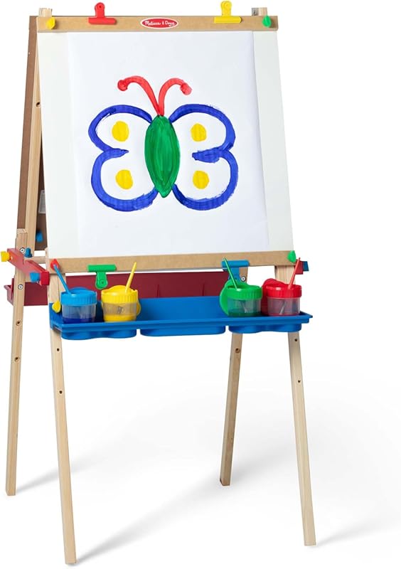 Melissa & Doug Deluxe Wooden Kids Easel with Chalkboard and Dry-Erase 