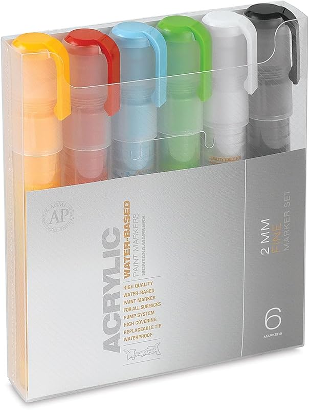 Montana Cans Acrylic Marker Set, Fine, 6-Colors