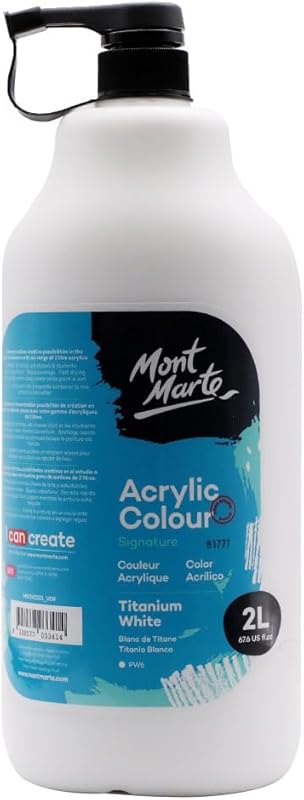 Mont Marte Titanium White Acrylic Paint, 1/2 Gallon for Excellent Cove