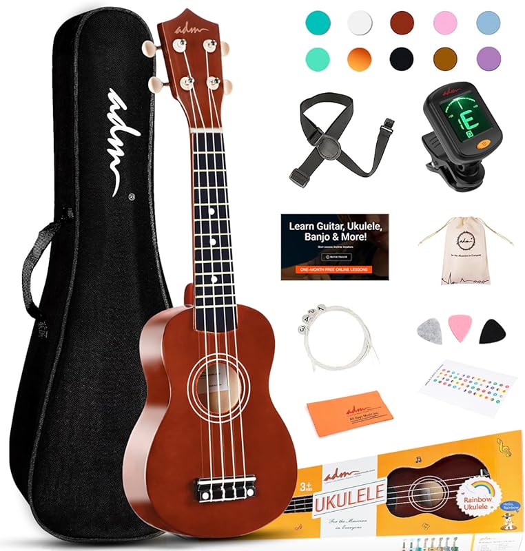 ADM Ukulele for Beginners Hawaiian Wood Ukelele Kit for Kids Adult Stu