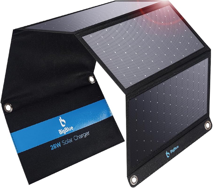 BigBlue 28W Portable Solar Panel Charger for Backpacking. Features Dua