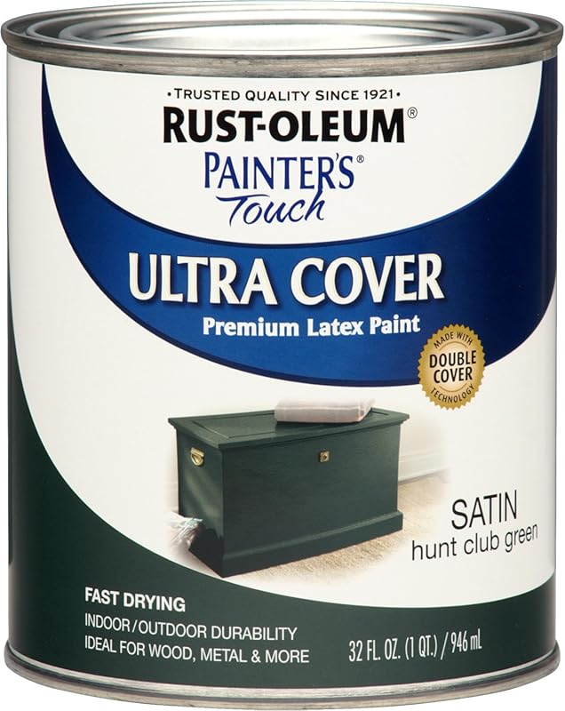 Rust-Oleum 267334 Painter's Touch Latex Paint, Quart, Satin Hunt Club Green