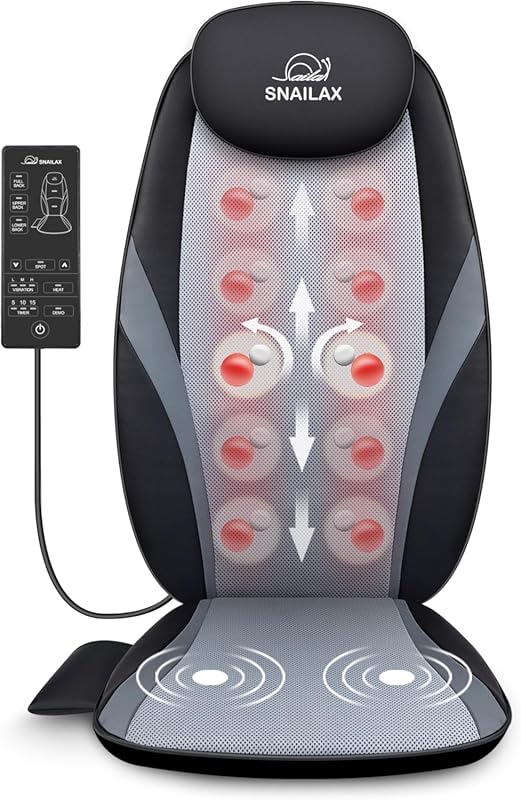 Shiatsu Back Massager Chair Pad with Heat and Kneading for Deep Tissue