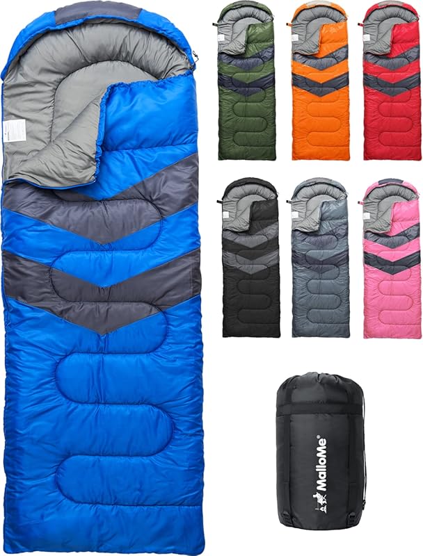 MalloMe Lightweight Compact Sleeping Bag for Adults and Kids, Ideal fo
