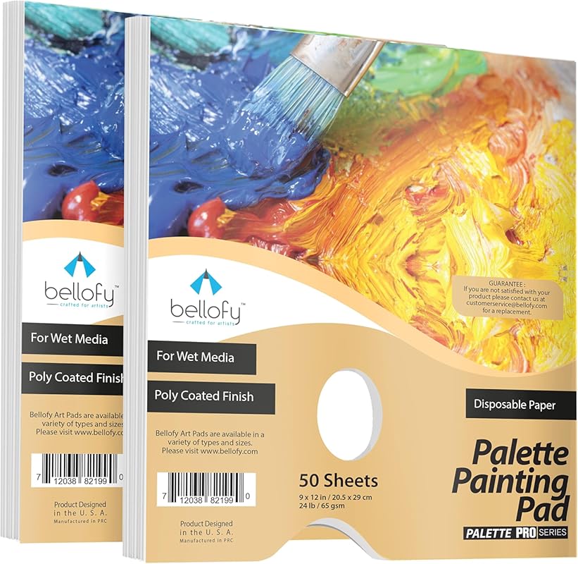 Bellofy Disposable Palette Paper, 9x12 Inches, Tear-Off Sheets for Acr
