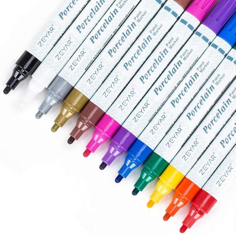ZEYAR Acrylic Paint Pens for Porcelain, Professional Ceramic painting,