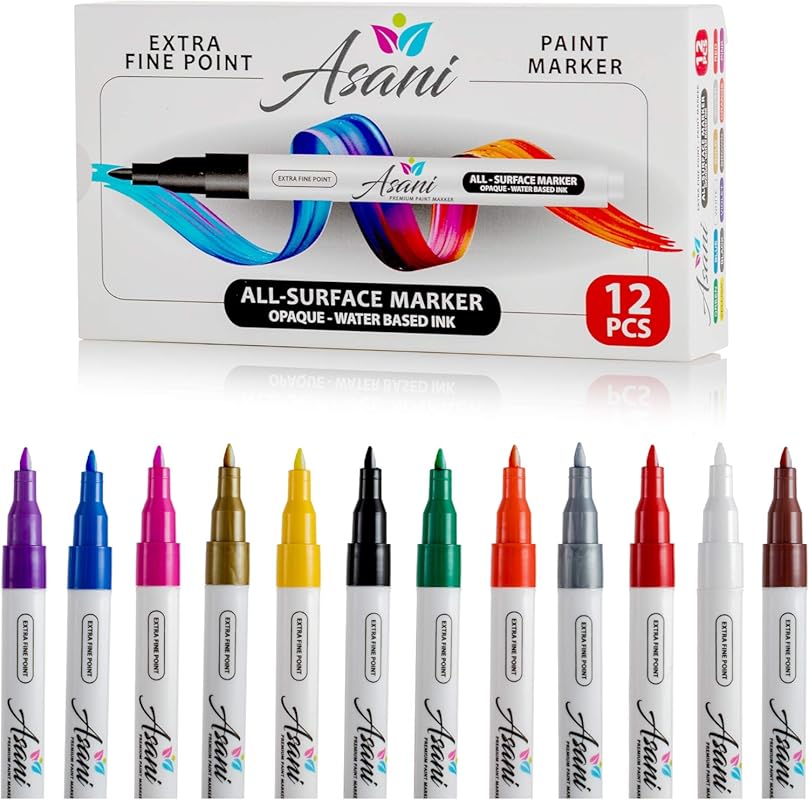 Asani Paint Pens Acrylic Markers Set  Rock Painting, Glass, Wood, Porc