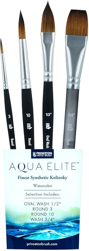 Princeton Aqua Elite Watercolor Brush Set – 4pc Kolinsky Sable Synthet