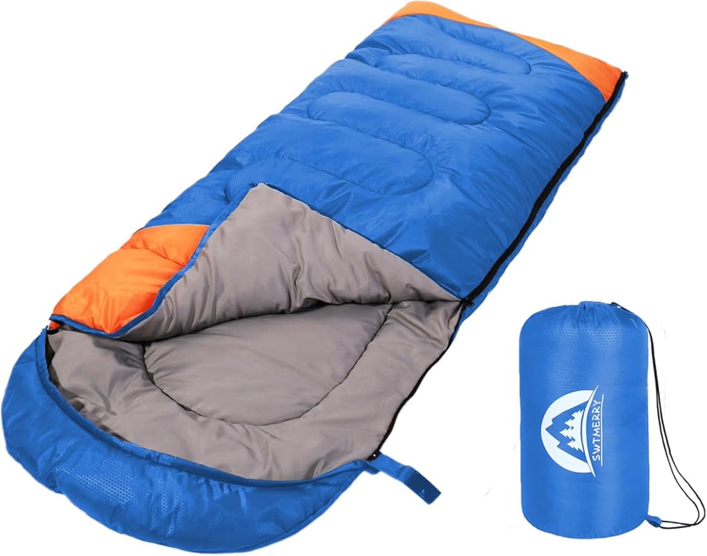SWTMERRY Lightweight 3-Season Sleeping Bag, Waterproof for Adults & Ki