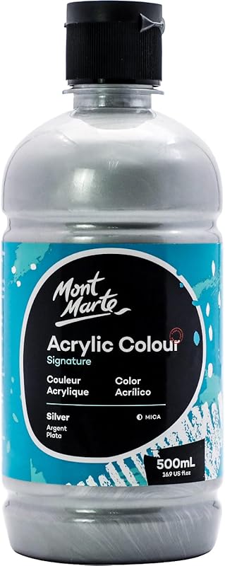 Mont Marte Silver Acrylic Paint Set for Canvas, Wood, and Craft Projec