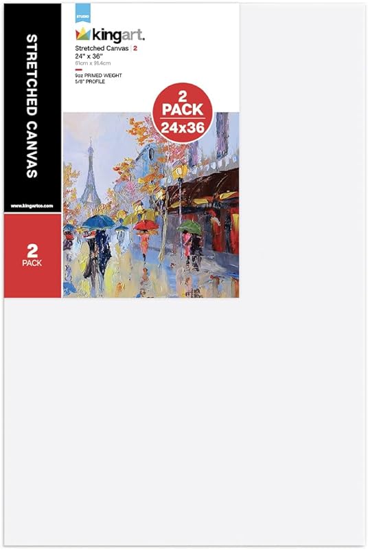Excellent large 24x36 inch stretched artist canvas 2-pack, Gesso prime
