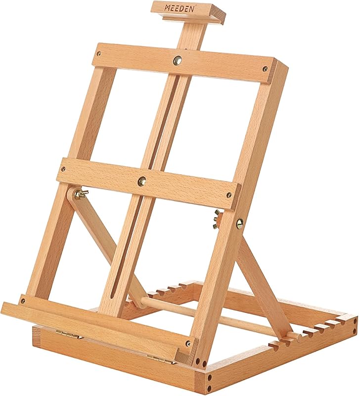 MEEDEN Heavy-Duty Tabletop Studio H-Frame Wooden Easel- Solid Beech Wo