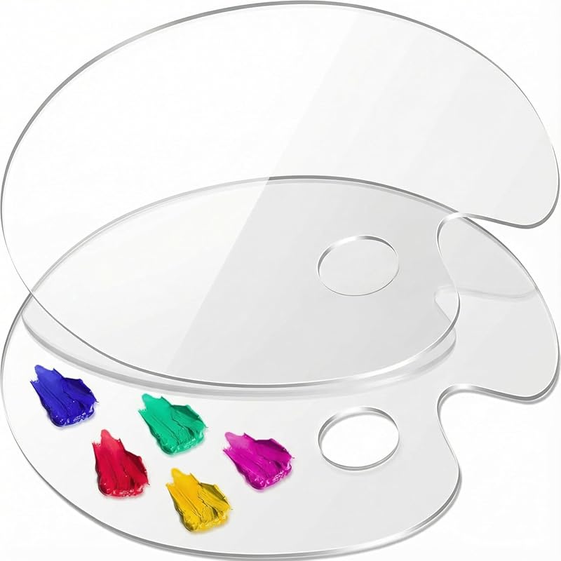 Large Acrylic Paint Palette 2pcs 15.7 x 11.8 Inches, Clear Oval-Shaped