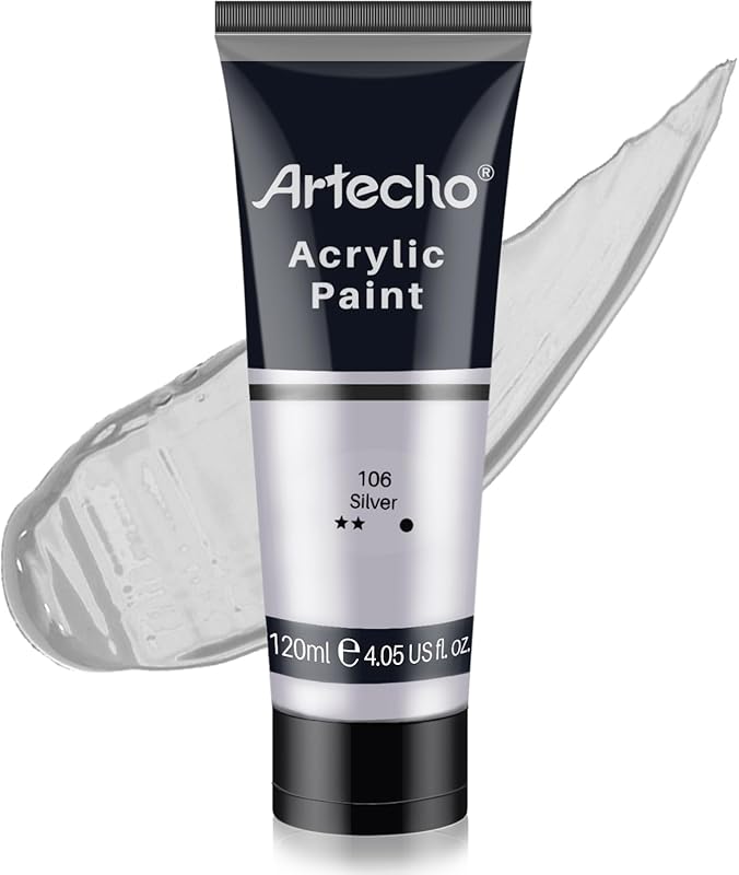 Artecho Silver Acrylic Paint, Silver Paint  Tubes, Art Craft Paints fo