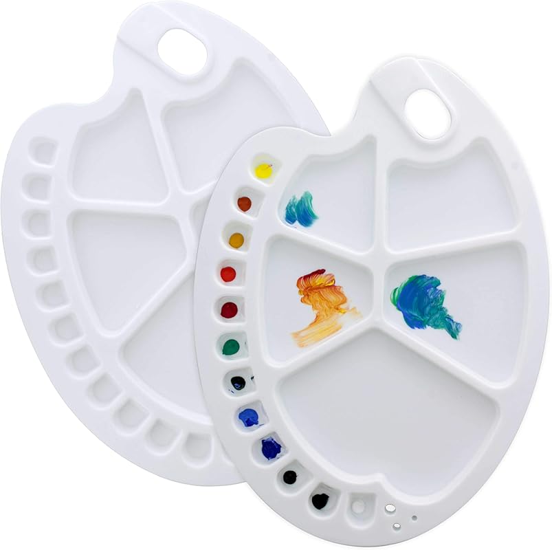 Transparent Oval Paint Palette with 17 Wells – Great for Acrylic and O